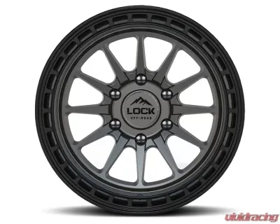 Lock Off-Road Baja Wheel 17x9 6x139.7 -12mm Matte Grey w/ Matte Black Ring - BAJA-7969MGMBR12N