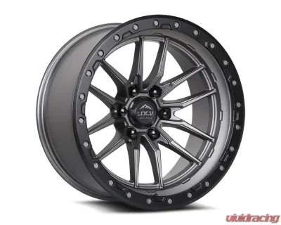 Lock Off-Road Krawler Wheel 22x12 8x165.1 -18mm Matte Grey w/ Matte Black Ring - KRAWLER-22186MGMBR