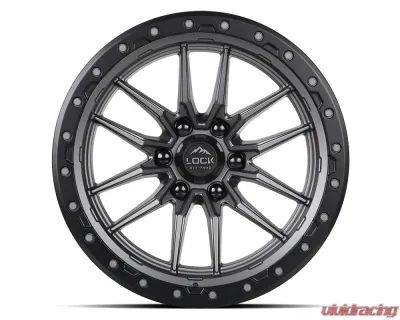 Lock Off-Road Krawler Wheel 22x12 8x165.1 -18mm Matte Grey w/ Matte Black Ring - KRAWLER-22186MGMBR