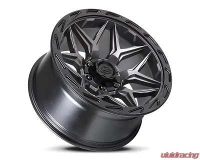 Lock Off-Road Matrix Wheel 22x10 8x165.1 -18mm Matte Grey W Matte Black Ring - MATRIX-221082MGMBR