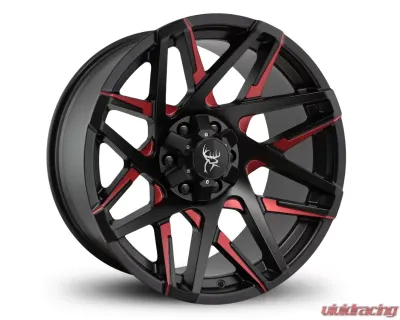 Buck Commander Wheels Canyon Wheel 20x9 6x135|6x139.7 0mm Satin Black Milled Face w/ Red Clear - CY42090660ML3-R