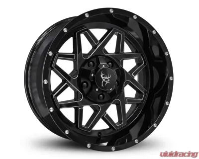 Buck Commander Wheels Gridlock Wheel 20x10 5x127|5x139.7 -25mm Gloss Black w/ Milling - GL4201056-25GB-M