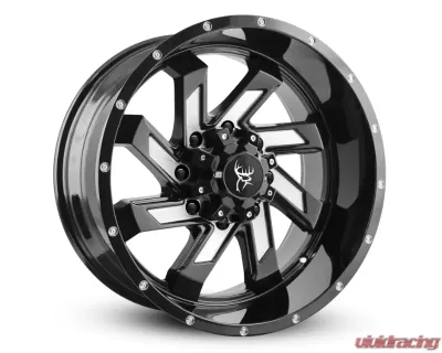 Buck Commander Wheels SAW Wheel 20x10 8x180 -25mm Gloss Black Milled Face - SA4201080-25MF