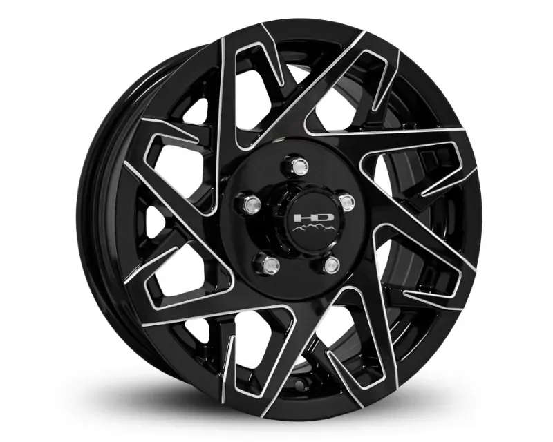 HD Trailer Wheels Canyon Wheel 14x5.5 5x114.3 0mm Gloss Black Milled Edge - CY1455650GB-M