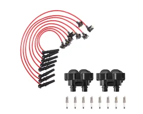 Aceon Set of 2 Ignition Coil with Spark Plug & Performance Wire Set Ford | Lincoln | Mazda | Mercury 1991-2001
