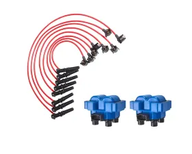 Aceon Set of 2 Blue Performance Plus Ignition Coil with Performance Wire Set Ford | Lincoln | Mazda | Mercury 1991-2001