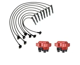 Aceon Set of 2 Red Aceon Sport Ignition Coil with Wire Set Ford | Lincoln | Mazda | Mercury 1991-2001