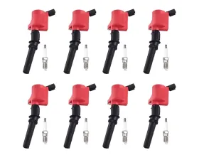 Aceon Set of 8 Red Aceon Sport Ignition Coil with Spark Plug Ford | Lincoln | Mercury 1998-2011