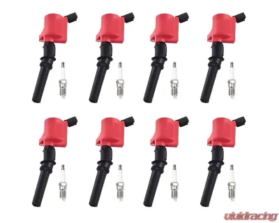 Aceon Set of 8 Red Aceon Sport Ignition Coil with Spark Plug Ford | Lincoln | Mercury 1998-2011 - 7805-1151J-B5