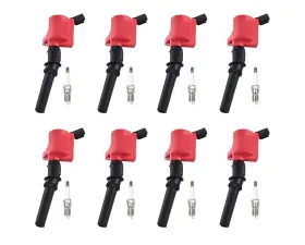 Aceon Set of 8 Red Aceon Sport Ignition Coil with Spark Plug Ford | Lincoln | Mercury 1998-2013