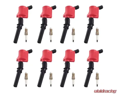 Aceon Set of 8 Red Aceon Sport Ignition Coil with Spark Plug Ford | Lincoln | Mercury 1997-2019 - 7805-1151J-B3