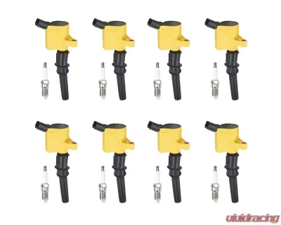 Aceon Set of 8 Yellow Heavy Duty Ignition Coil with Spark Plug Ford | Lincoln | Mercury 1998-2011 - 7805-1151K-B5