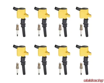 Aceon Set of 8 Yellow Heavy Duty Ignition Coil with Spark Plug Ford | Lincoln | Mercury 1997-2019 - 7805-1151K-B3