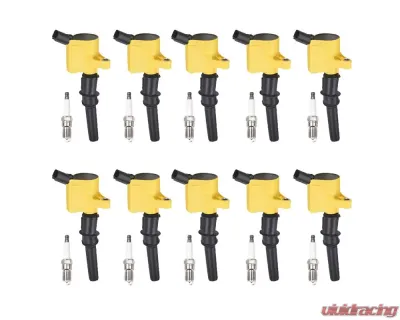 Aceon Set of 10 Yellow Heavy Duty Ignition Coil with Spark Plug Ford | Lincoln | Mercury 1998-2013 - 7805-1151K-B7