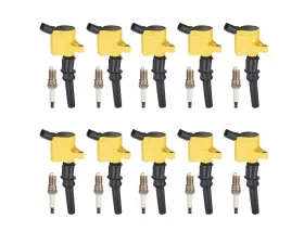 Aceon Set of 10 Yellow Heavy Duty Ignition Coil with Spark Plug Ford | Lincoln | Mercury 1997-2019