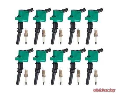 Aceon Set of 10 Green Performance Ignition Coil with Spark Plug Ford | Lincoln | Mercury 1997-2019 - 7805-1151L-B2