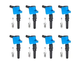 Aceon Set of 8 Blue A-Style Ignition Coil with Spark Plug Ford | Lincoln | Mercury 1998-2011