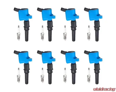 Aceon Set of 8 Blue A-Style Ignition Coil with Spark Plug Ford | Lincoln | Mercury 1998-2011 - 7805-1151M-B5
