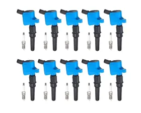 Aceon Set of 10 Blue A-Style Ignition Coil with Spark Plug Ford | Lincoln | Mercury 1998-2013