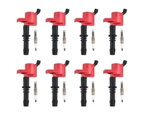 Aceon Set of 8 Red Aceon Sport Ignition Coil with Spark Plug Ford | Lincoln 2004-2008