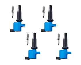 Aceon Set of 4 Blue Performance Plus Ignition Coil with Spark Plug Ford | Lincoln | Mercury 2009-2021