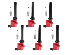 Aceon Set of 6 Red Aceon Sport Ignition Coil with Spark Plug Ford | Mazda | Mercury 3.0L 1999-2011
