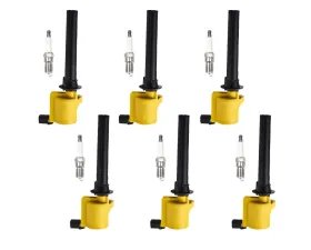 Aceon Set of 6 Yellow Heavy Duty Ignition Coil with Spark Plug Ford | Mazda | Mercury 3.0L 1999-2011