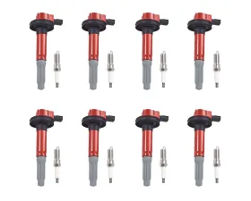 Aceon Set of 8 Red Aceon Sport Ignition Coil with Spark Plug Ford F-150 | Mustang 2011-2016