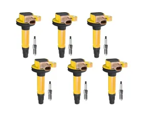 Aceon Set of 6 Yellow Heavy Duty Ignition Coil with Spark Plug Ford | Lincoln 2011-2020
