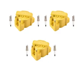 Aceon Set of 3 Yellow Heavy Duty Ignition Coil with Spark Plug Buick | Cadillac | Chevrolet | GMC | Oldsmobile | Pontiac 1986-2003