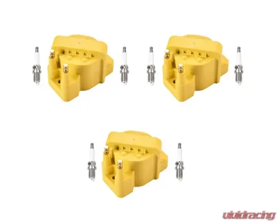 Aceon Set of 3 Yellow Heavy Duty Ignition Coil with Spark Plug Isuzu Rodeo | Trooper 3.2L 1993-1995 - 7805-1201K-B1