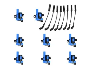 Aceon Set of 8 Blue Performance Plus Ignition Coil with Wire Set Buick | Cadillac | Chevrolet | GMC | Hummer 1999-2007