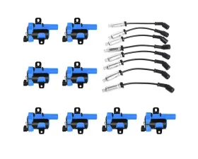 Aceon Set of 8 Blue Performance Plus Ignition Coil with Performance Wire Set Buick | Cadillac | Chevrolet | GMC | Hummer 1999-2007