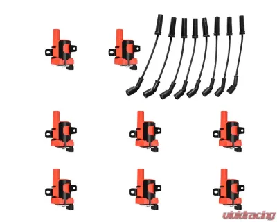 Aceon Set of 8 Red Aceon Sport Ignition Coil with Wire Set Buick | Cadillac | Chevrolet | GMC | Hummer 1999-2007 - 7805-1213J-B3