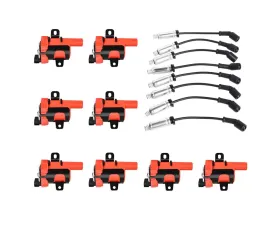 Aceon Set of 8 Red Aceon Sport Ignition Coil with Performance Wire Set Buick | Cadillac | Chevrolet | GMC | Hummer 1999-2007