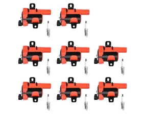 Aceon Set of 8 Red Aceon Sport Ignition Coil with Spark Plug Buick | Cadillac | Chevrolet | GMC | Hummer 1999-2007