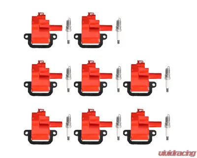 Aceon Set of 8 Red Aceon Sport Ignition Coil with Spark Plug Cadillac | Chevrolet | GMC | Pontiac 1997-2005 - 7805-1216J-B1