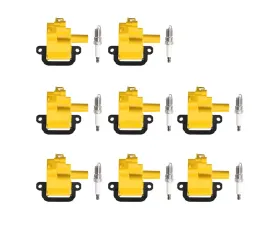 Aceon Set of 8 Yellow Heavy Duty Ignition Coil with Spark Plug Cadillac CTS-V | Chevrolet Corvette | Pontiac GTO 1997-2005