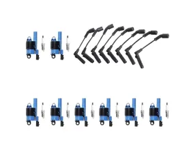 Aceon Set of 8 Blue Performance Plus Ignition Coil with Wire Set & Spark Plug Cadillac | Chevrolet | GMC | Hummer | Pontiac 2005-2020
