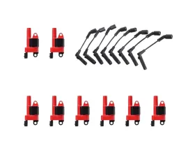 Aceon Set of 8 Red Aceon Sport Ignition Coil with Wire Set Cadillac | Chevrolet | GMC | Hummer | Pontiac 2005-2020