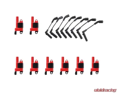 Aceon Set of 8 Red Aceon Sport Ignition Coil with Wire Set Cadillac | Chevrolet | GMC | Hummer | Pontiac 2005-2020 - 7805-1217J-B3