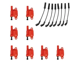 Aceon Set of 8 Red Aceon Sport Ignition Coil with OE Wire Set Buick | Cadillac | Chevrolet | GMC | Hummer | Isuzu | Pontiac 2004-2021