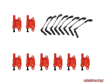 Aceon Set of 8 Red Aceon Sport Ignition Coil with Wire Set Buick | Cadillac | Chevrolet | GMC | Hummer | Isuzu | Pontiac 2004-2021 - 7805-1218J-B6