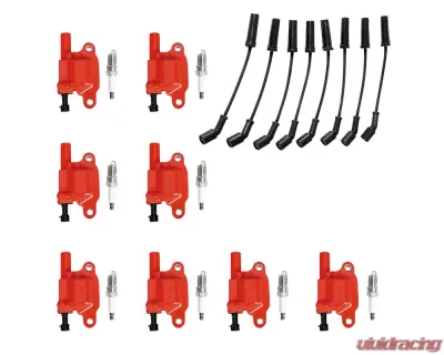 Aceon Set of 8 Red Aceon Sport Ignition Coil with Spark Plug & Wire Set Buick | Cadillac | Chevrolet | GMC | Hummer | Isuzu | Pontiac 2004-2021 - 7805-1218J-B3