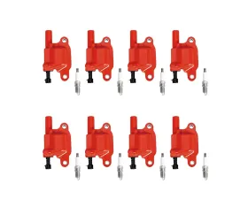 Aceon Set of 8 Red Aceon Sport Ignition Coil with Spark Plug Buick | Cadillac | Chevrolet | GMC | Hummer | Pontiac 2004-2008