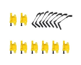Aceon Set of 8 Yellow Heavy Duty Ignition Coil with Wire Set Buick | Cadillac | Chevrolet | GMC | Hummer | Isuzu | Pontiac 2004-2021