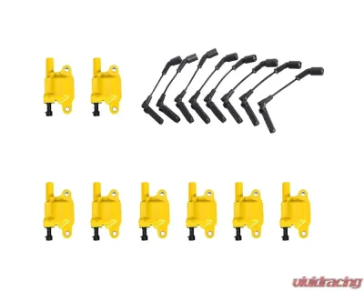 Aceon Set of 8 Yellow Heavy Duty Ignition Coil with Wire Set Buick | Cadillac | Chevrolet | GMC | Hummer | Isuzu | Pontiac 2004-2021 - 7805-1218K-B6