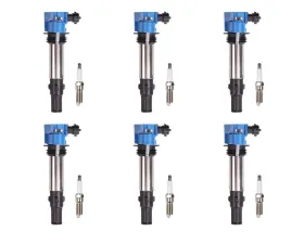 Aceon Set of 6 Blue Performance Plus Ignition Coil with Spark Plug Buick | Cadillac | Chevrolet | GMC | Saturn 2004-2009