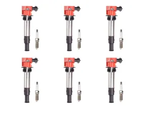 Aceon Set of 6 Red Aceon Sport Ignition Coil with Spark Plug Buick | Cadillac | Chevrolet | GMC | Saturn 2004-2009