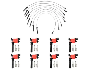 Aceon Set of 8 Red Aceon Sport Ignition Coil with Wire Set & Spark Plug Chrysler | Dodge | Jeep 2003-2005